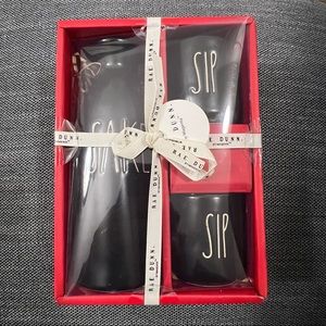 Rae Dunn SAKE Set SAKE AND SIP Black NEW!! OG Artisan Collection